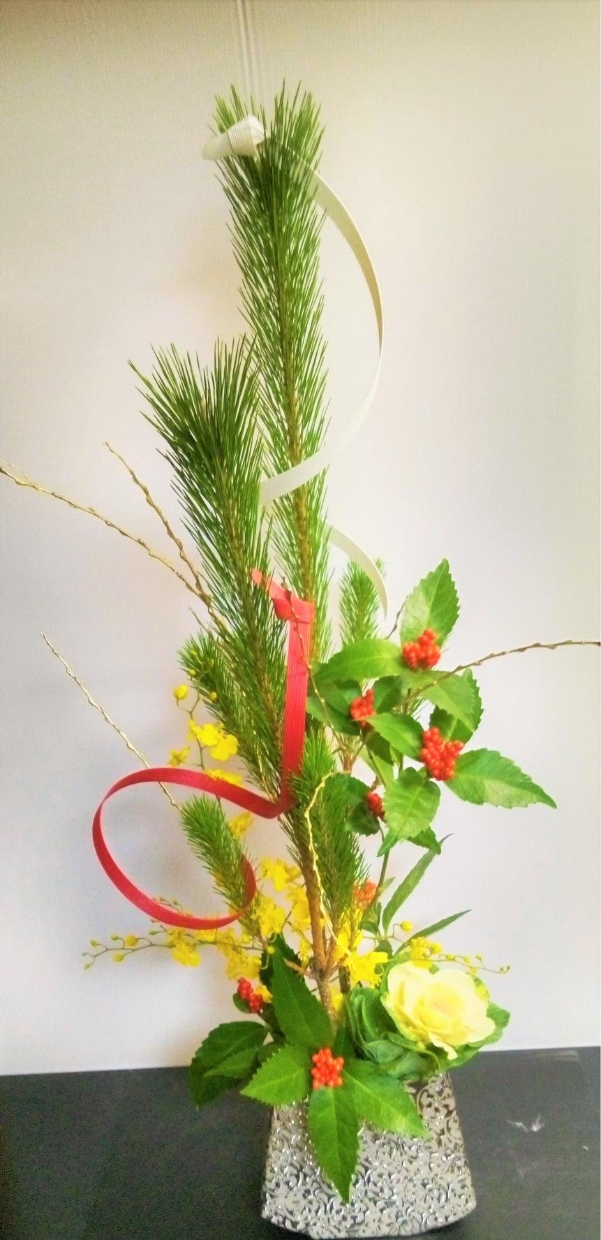 【１２／２４（水）１日講習会】２０２５正月花　草月流　盛花