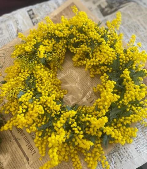 【３／１・３／８（日）春の１日講習会】人気のフレッシュミモザのリース作り