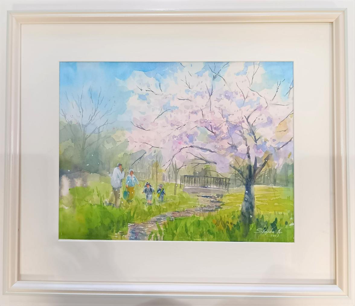 【４／２２（水）１日講習会】透明水彩絵具で「桜のある風景」を描きましょう！